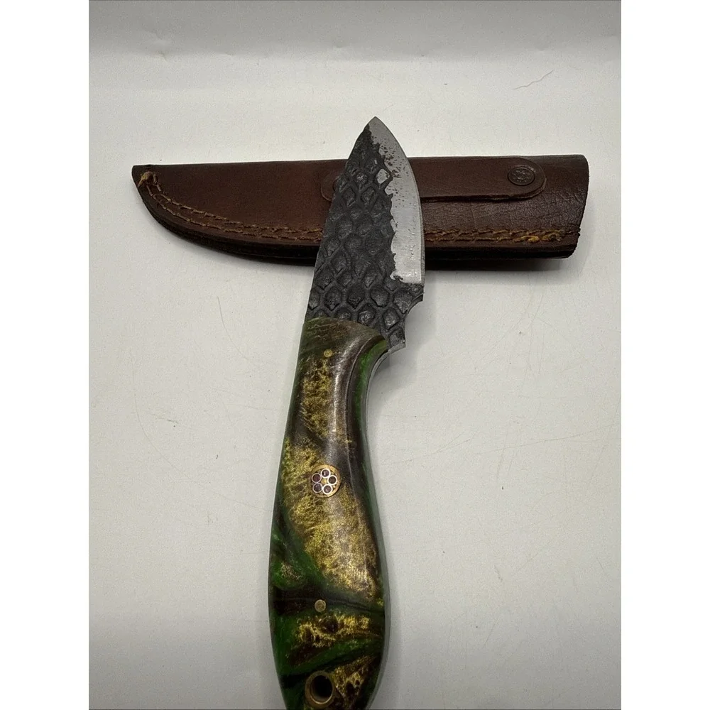 Custom Handmade Fixed Damascus‎ Steel Hunting Camping Fishing Knife w/ Sheath
